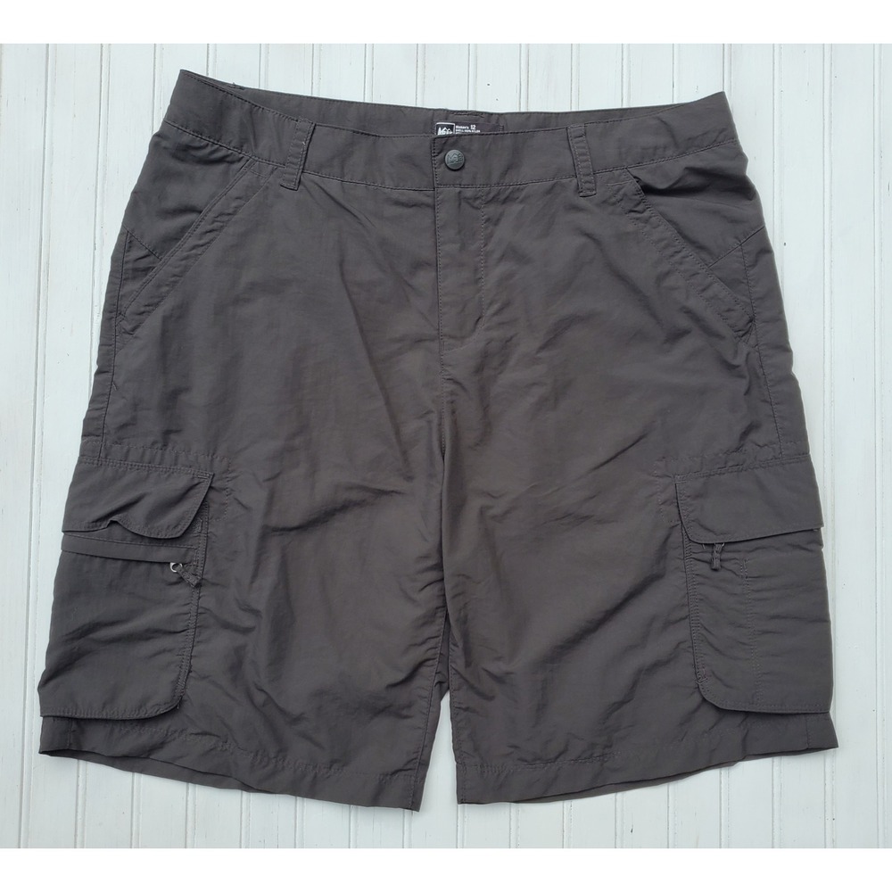 REI Sahara Women 12 Gray Nylon Cargo Hiking Shorts Lightweight Outdoor Trekking